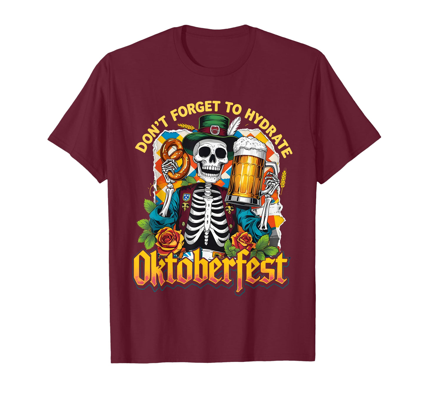 Oktoberfest Skeleton Funny Beer Drinking Hydrate T-Shirt