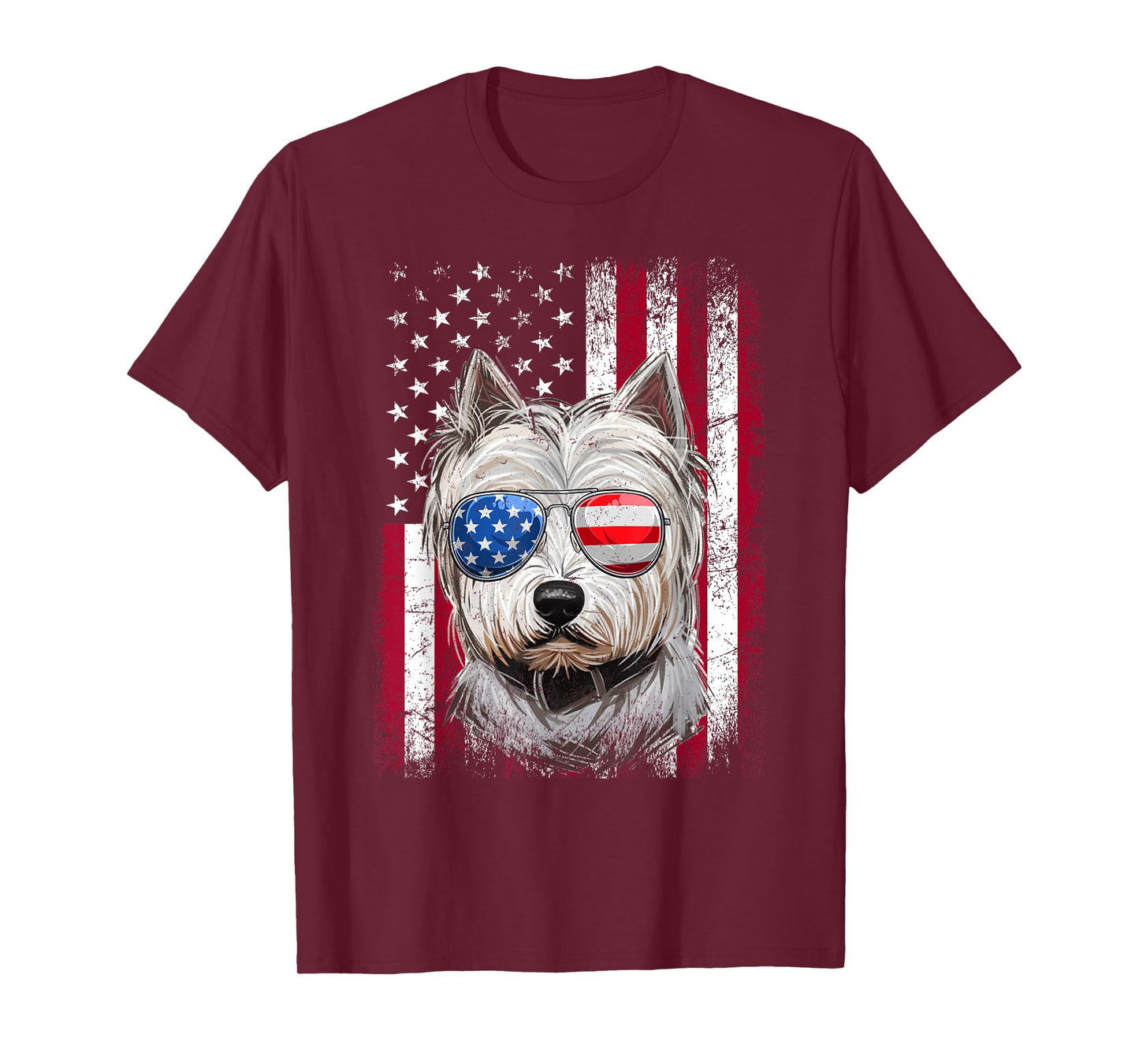 American Flag Patriotic Westie Dog Lover 4th Of July T-Shirt