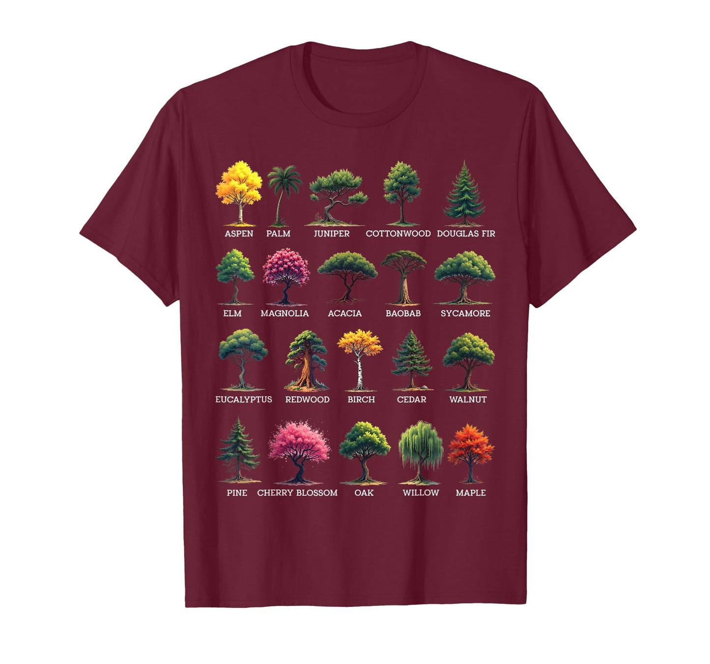 Types Of Trees Earth Day Nature Dendrology Environment T-Shirt