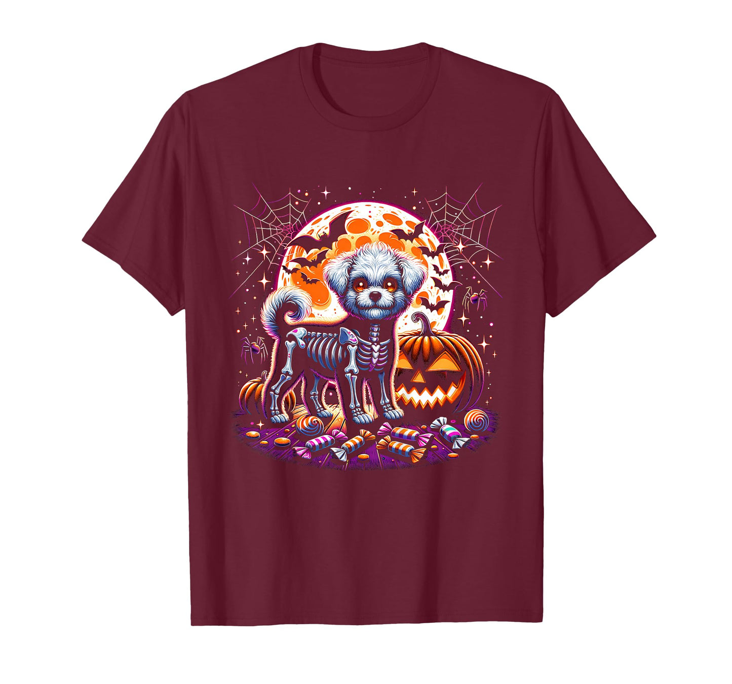 Halloween Skeleton Dog Creepy Spooky Animal Graphic T-Shirt
