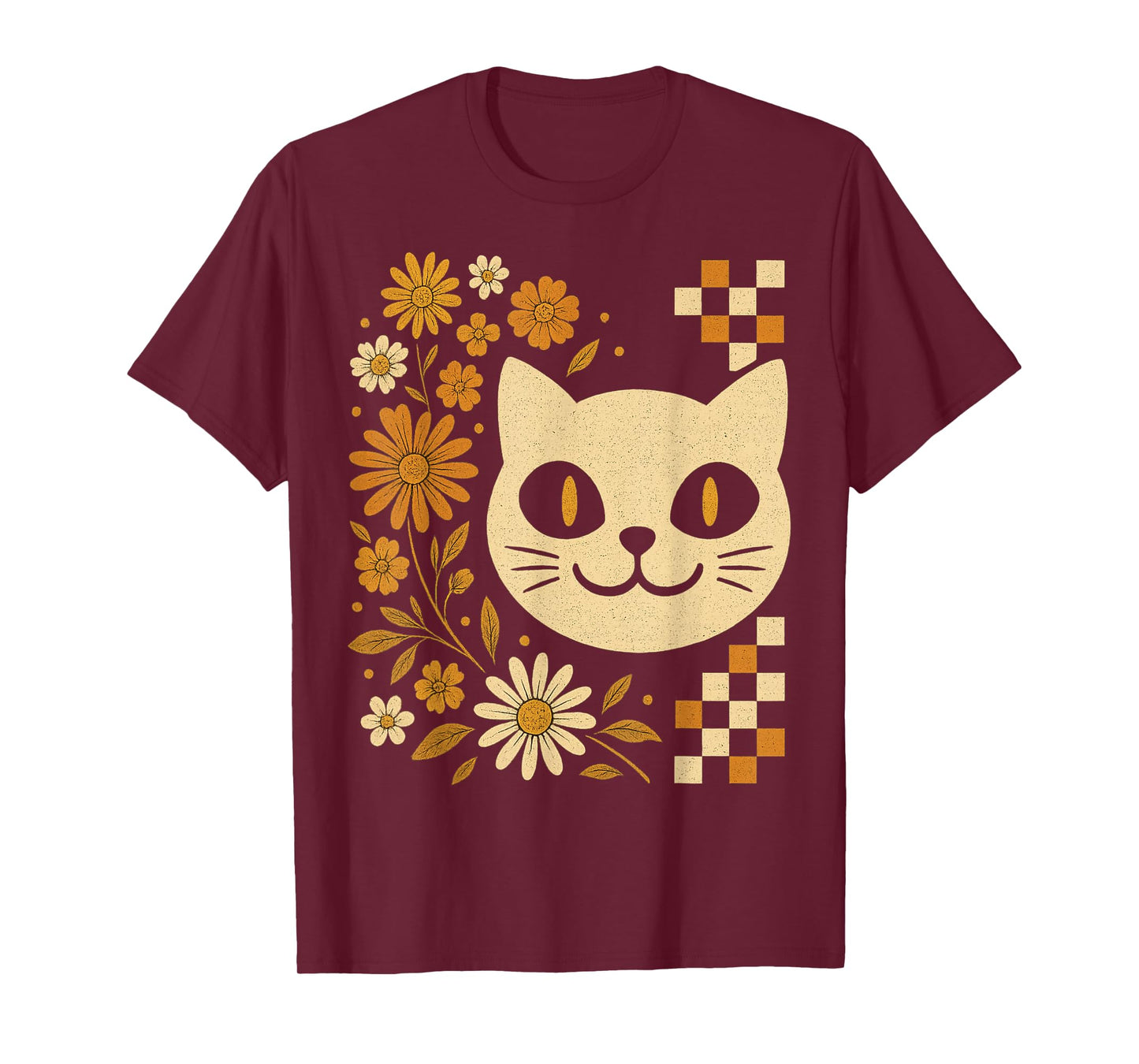 Funny Cat Halloween Floral Spooky Season Funny Fall Vibes T-Shirt
