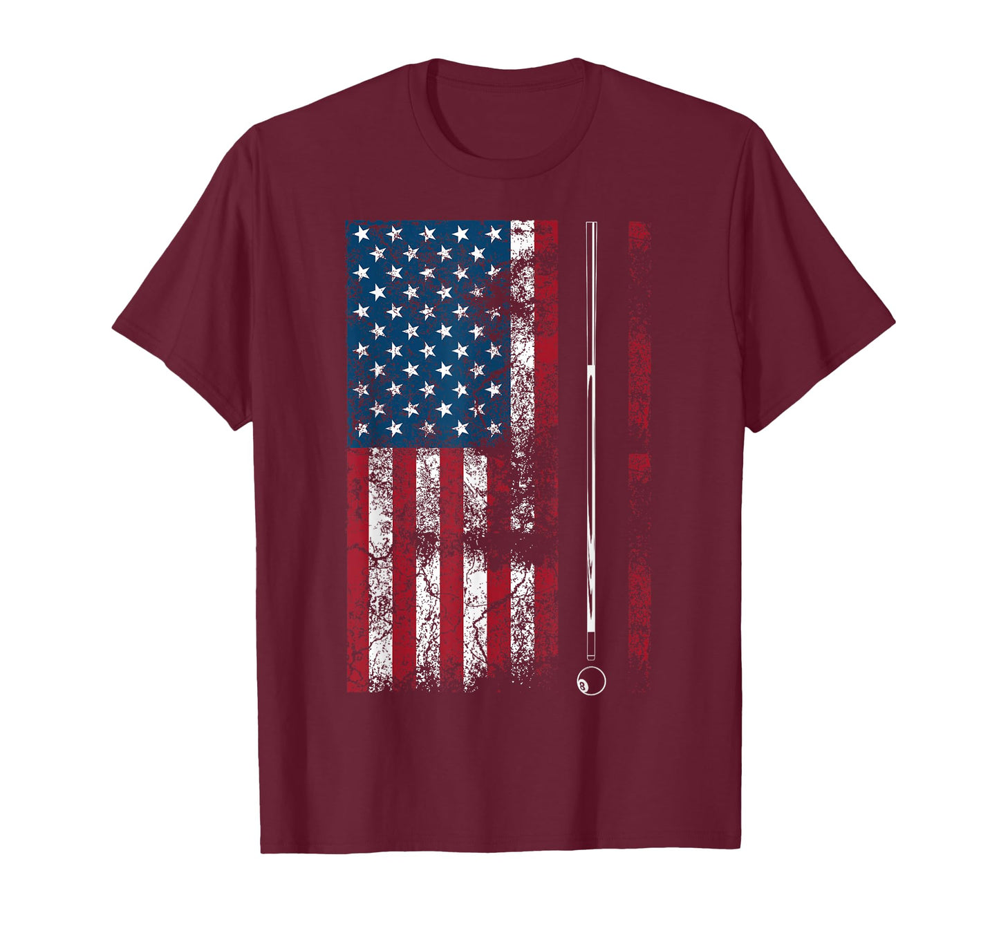 American Flag Billiard Stick Cute Table Game Funny USA Gift T-Shirt
