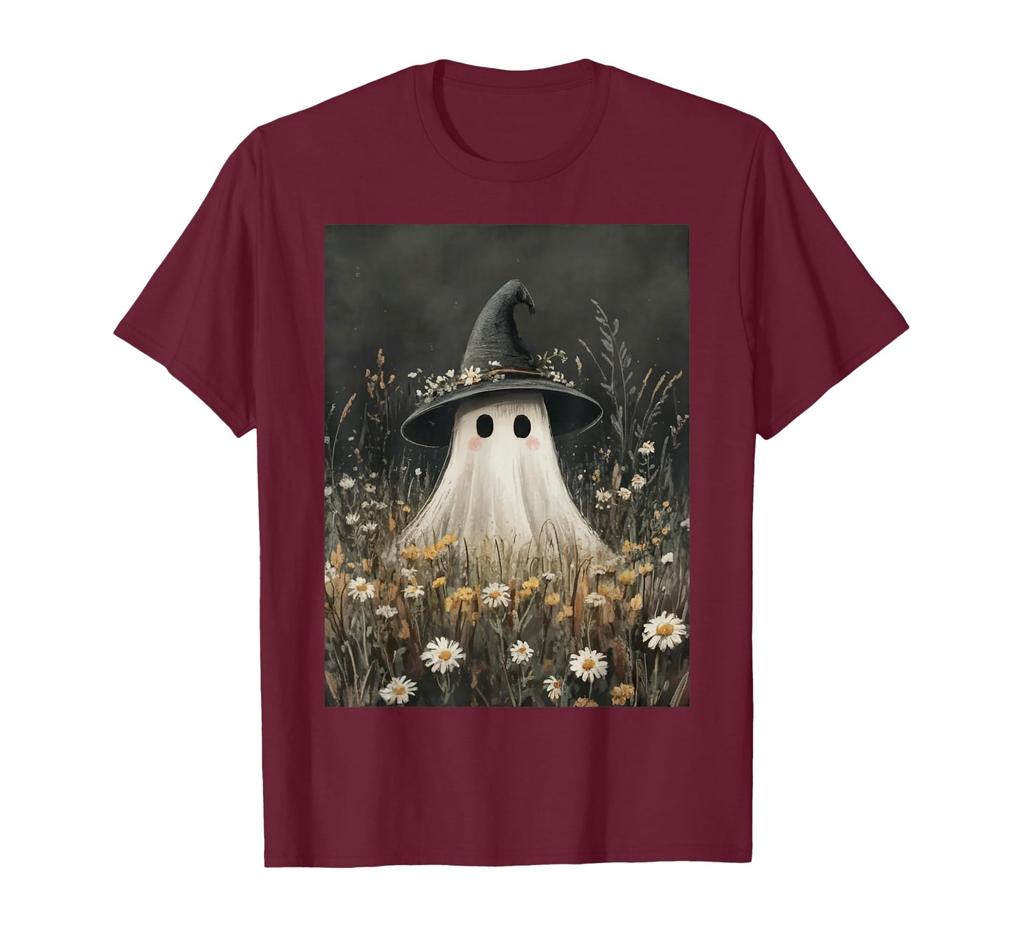 Witch Ghost in The Flower Forest Halloween Spooky Season T-Shirt