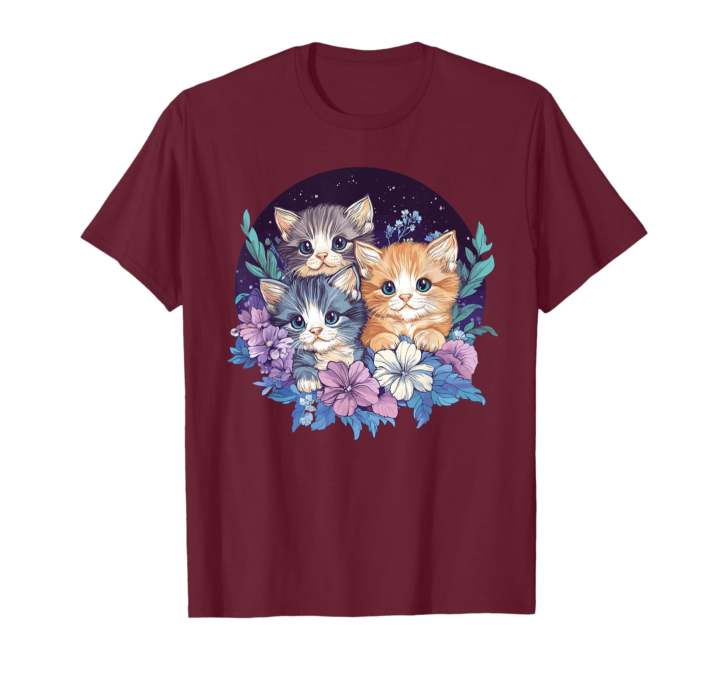 Cute Kittens Surrounded By Flowers T-Shirt