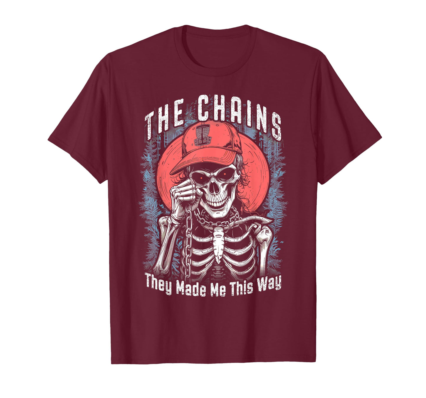 Disc Golf Player Skeleton Chains Made Me Halloween Golfer T-Shirt