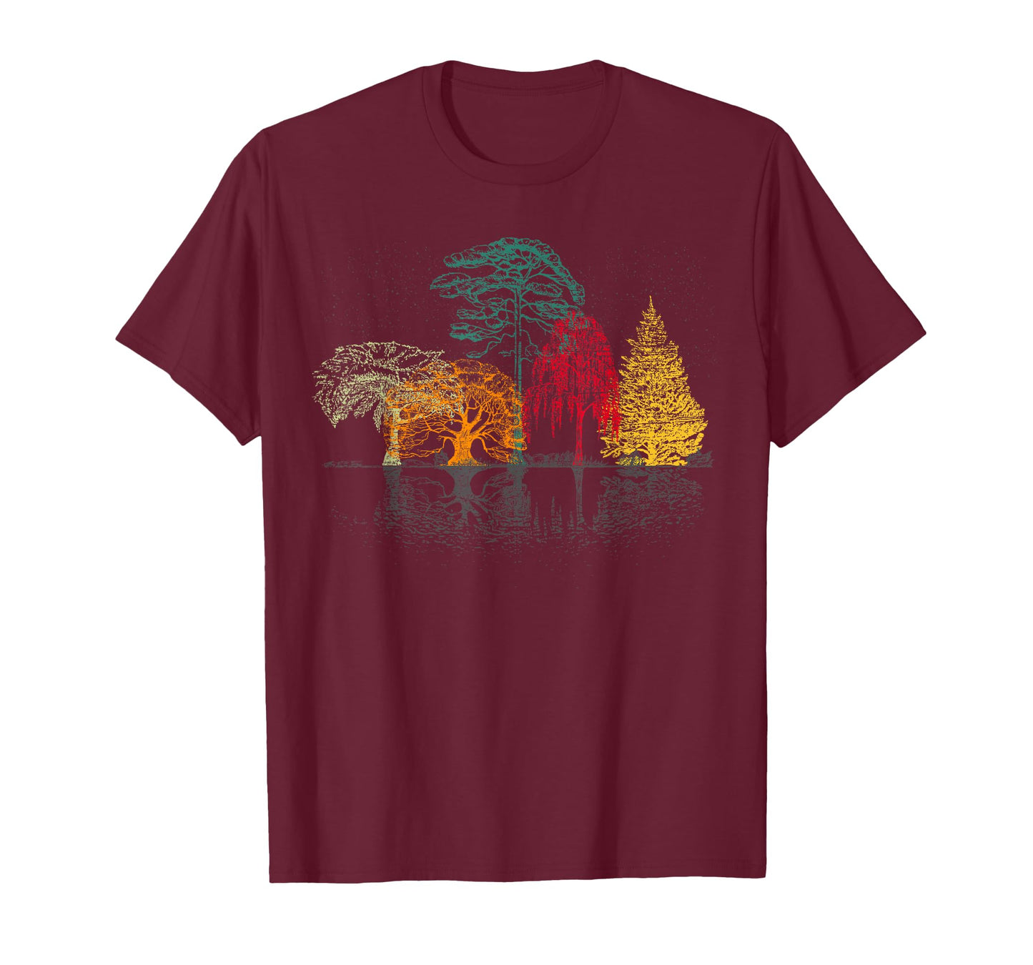 Nature Trees Reflection Outdoor Colourful Forest T-Shirt