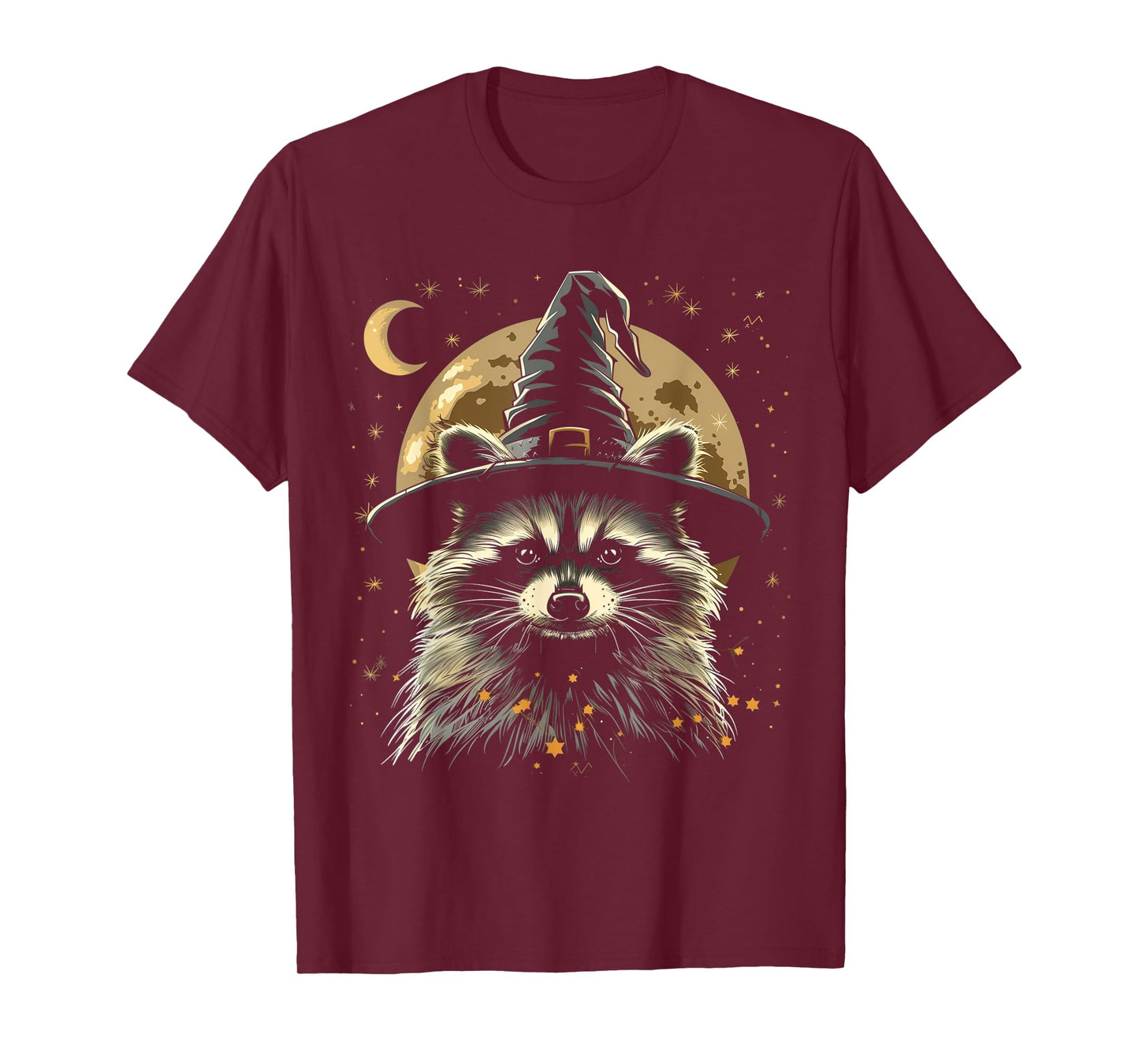 Raccoon Halloween Wizard Hat Funny Cute Witch Costume T-Shirt