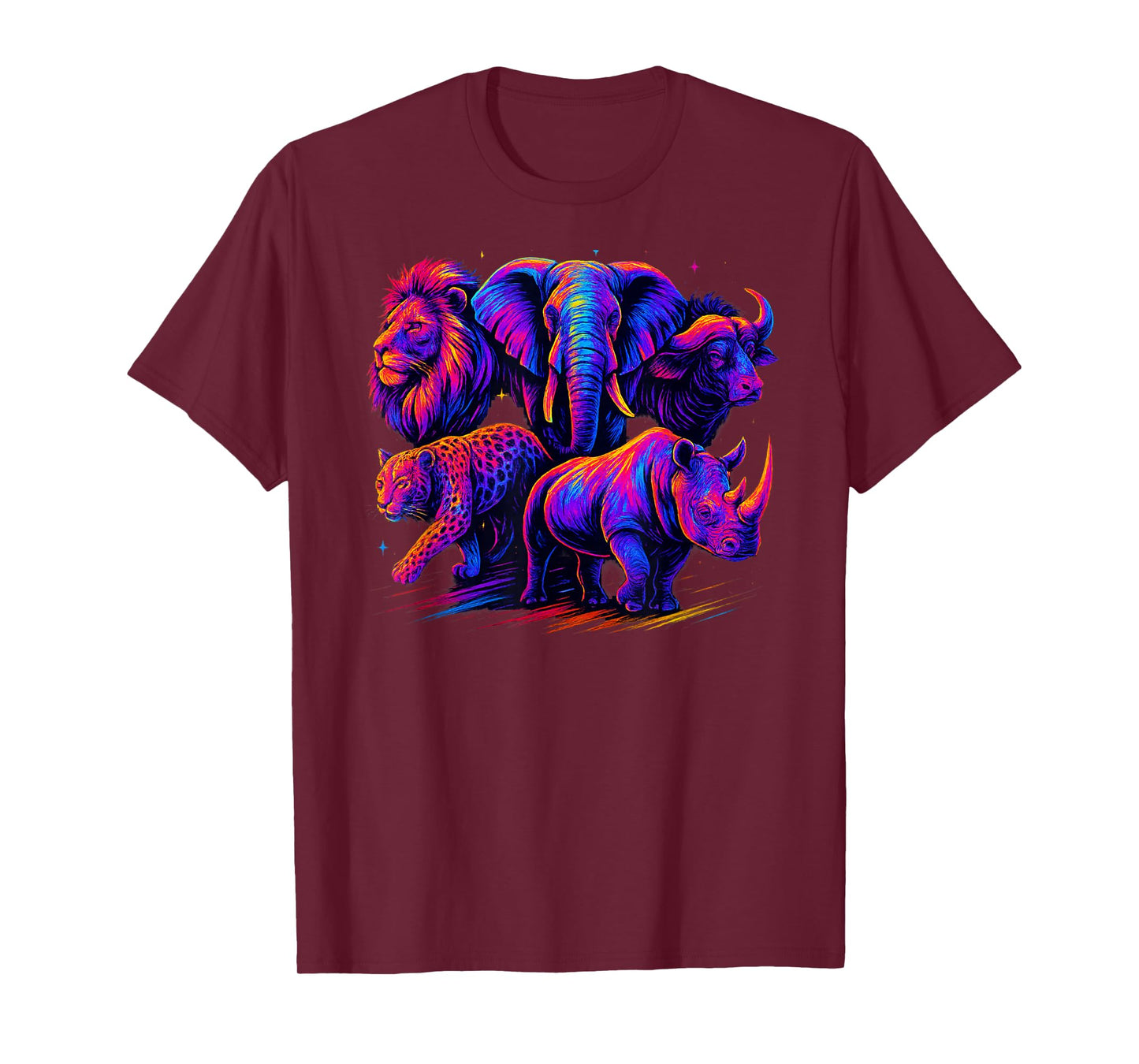 Humorous Gifts for Africa Big Five Lover Multicolor Animals T-Shirt