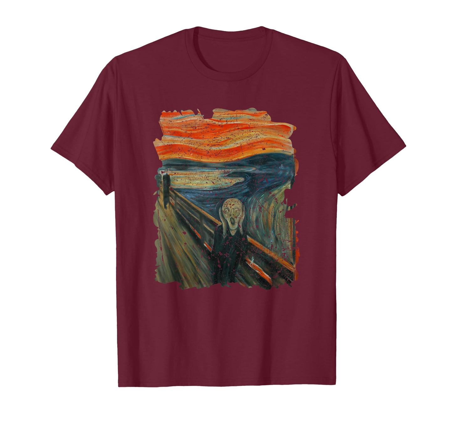 Cool illustration The Scream Famous Painting Distressed T-Shirt