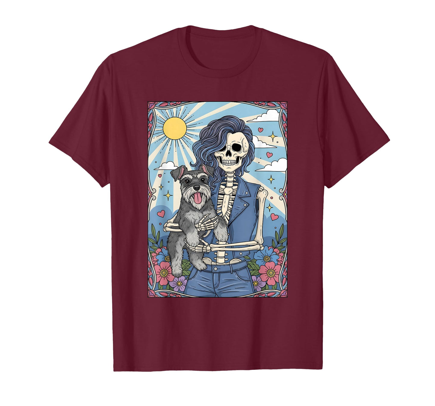 Miniature Schnauzer Tarot Card Halloween Costume Skeleton T-Shirt
