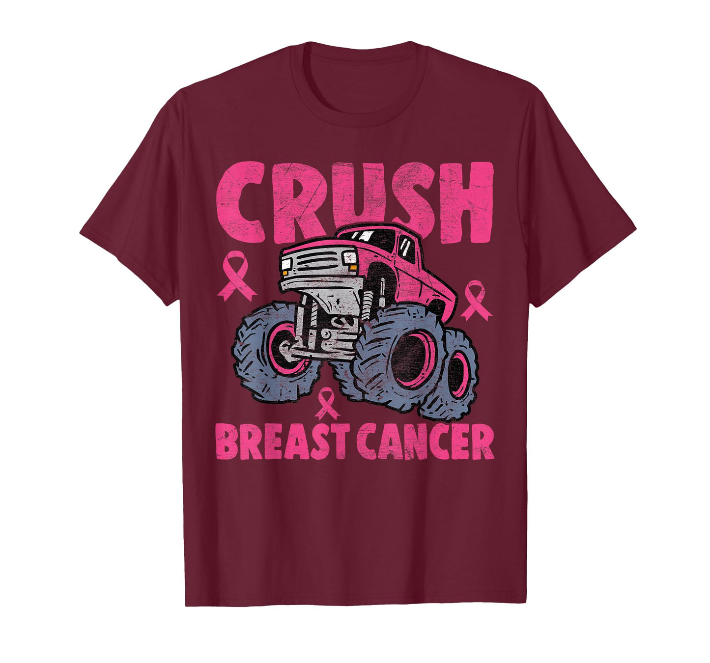 Crush Breast Cancer Awareness Monster Truck kids Boys Girls T-Shirt