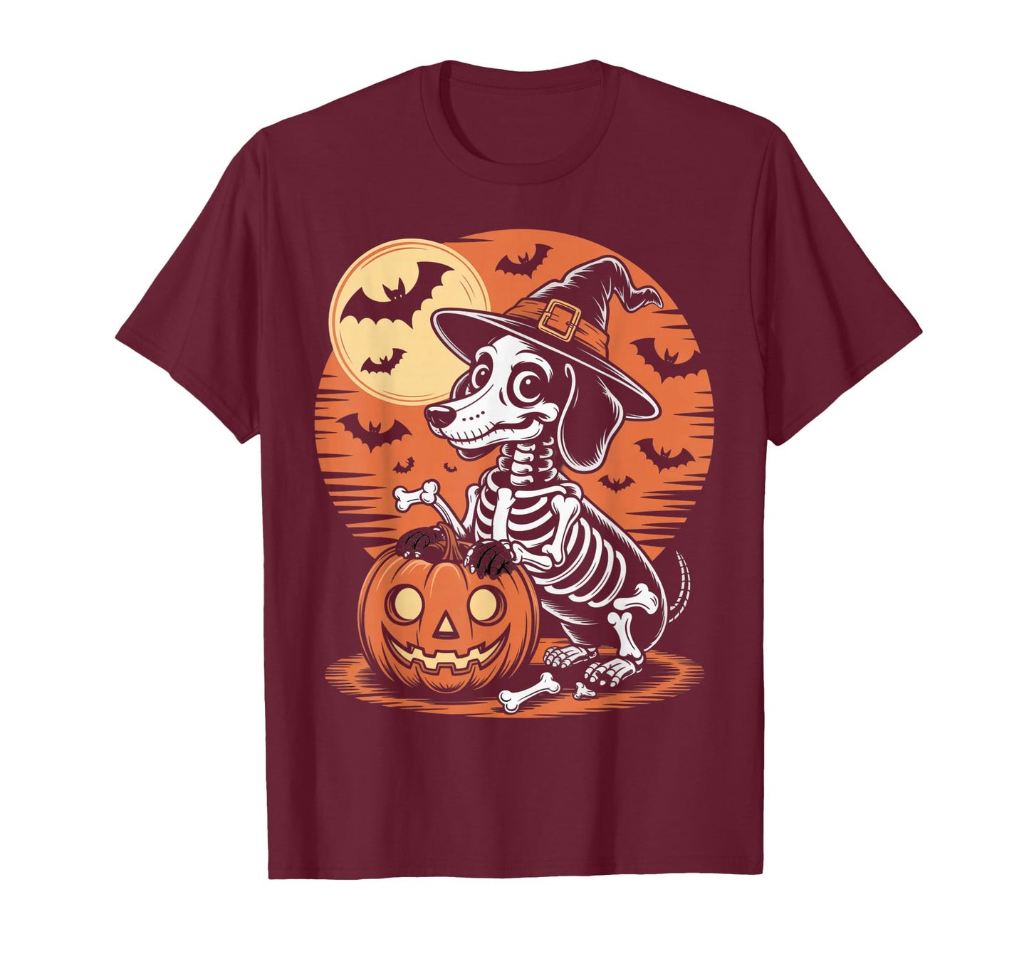 Funny Halloween Dog Skeleton Design Spooky Haunted Pet Lover T-Shirt