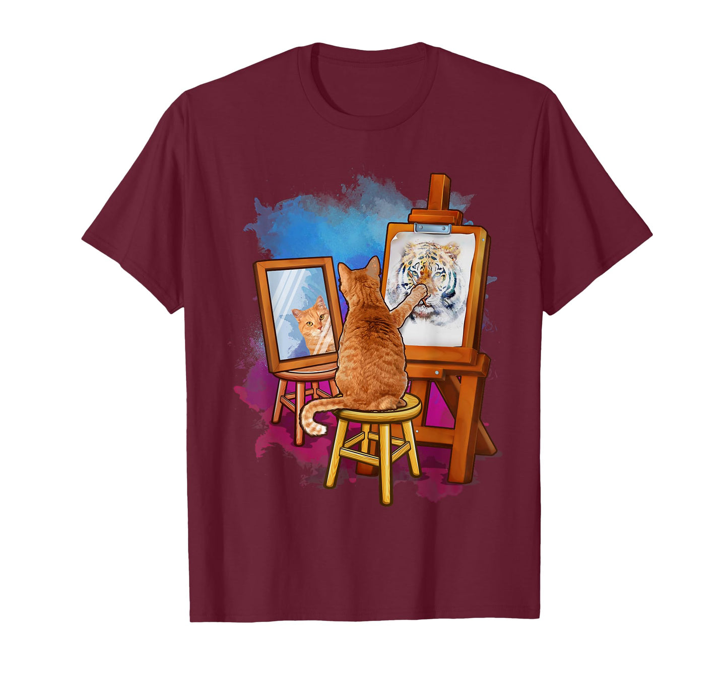 Cat Painting Lion Artistic Animals Lover Graphic Novelty T-Shirt
