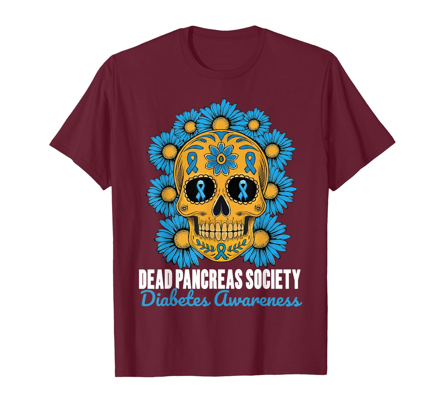 Dead Pancreas Society Diabetes Awareness Muertos Sugarskull T-Shirt