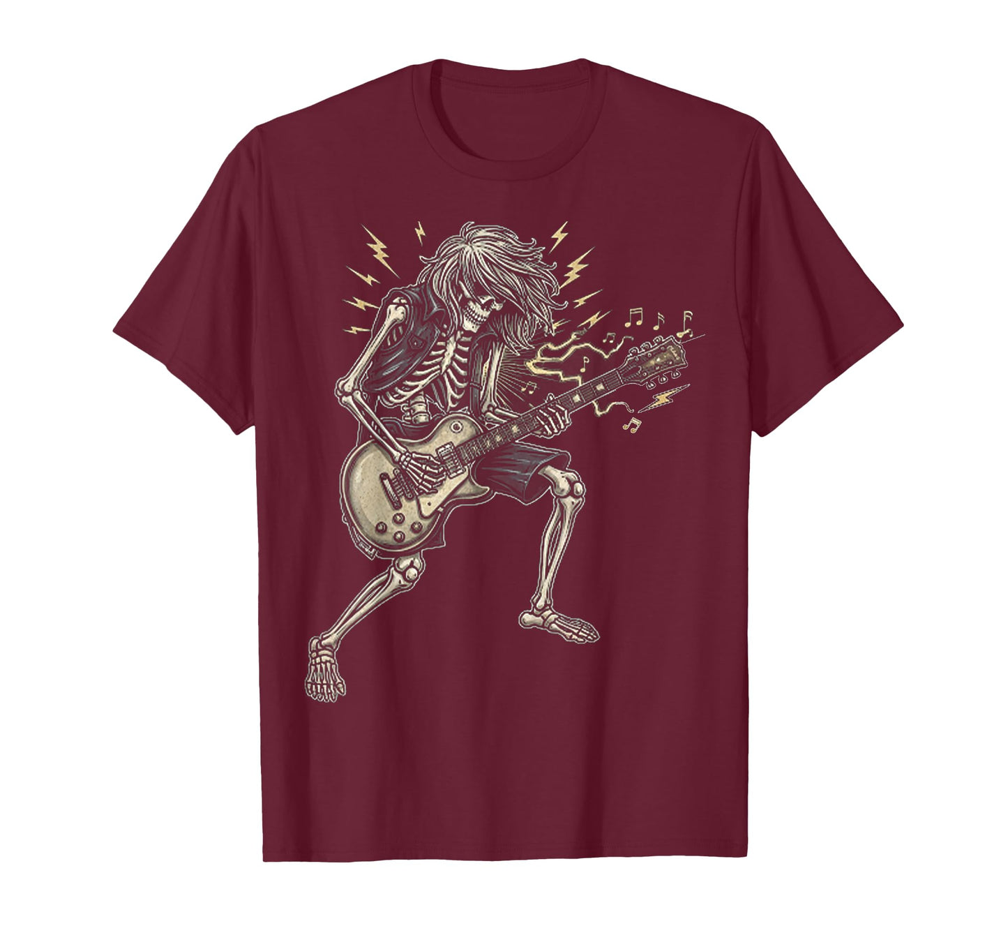 Skeleton Playing Electric Guitar for Halloween Men Women T-Shirt