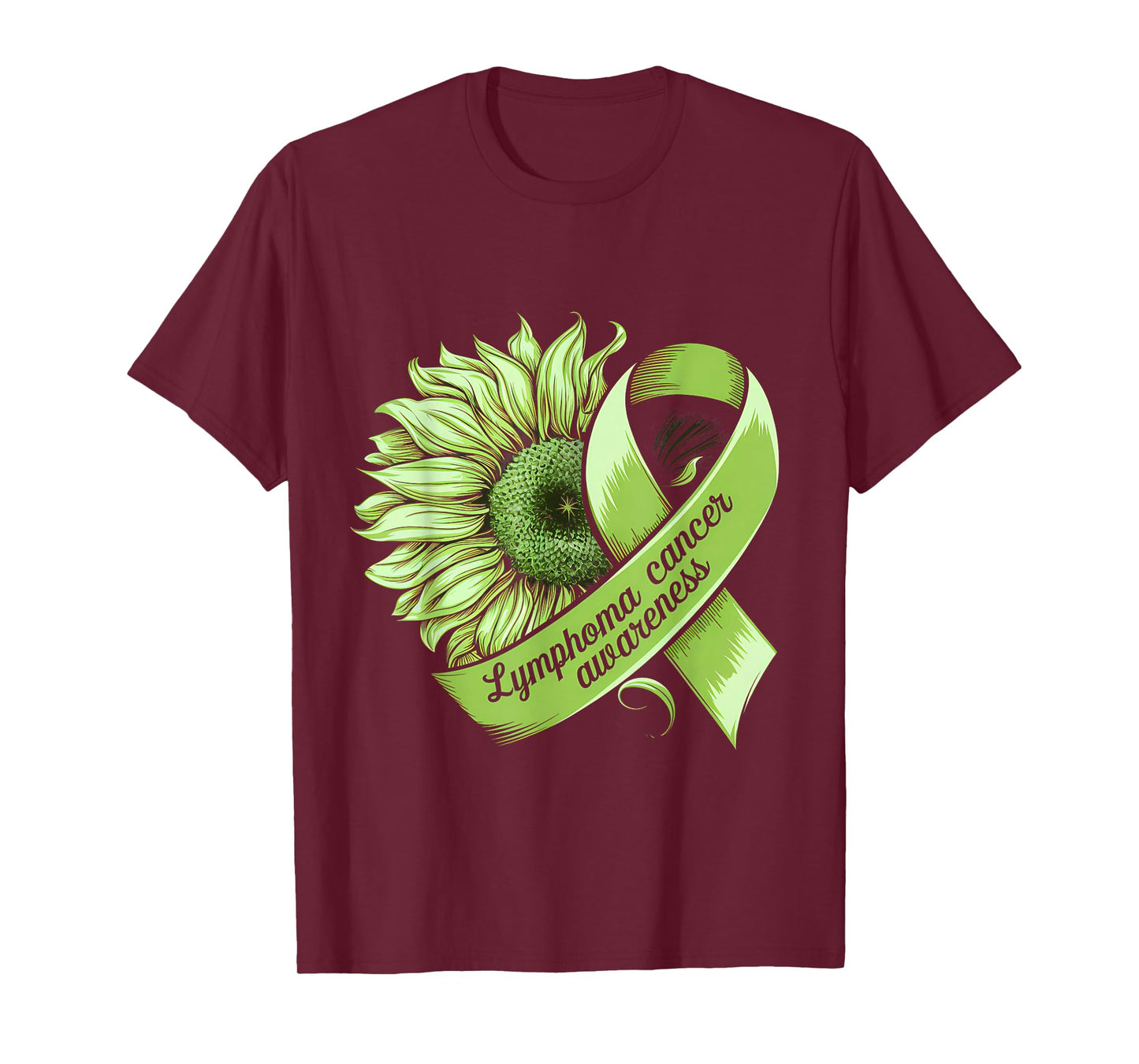 Lymphoma Cancer Awareness Month Sunflower Green Ribbon T-Shirt