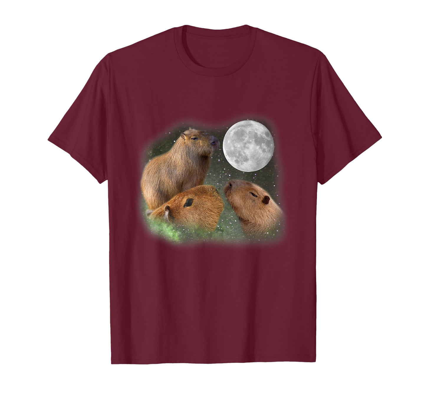 Three Moon Capybaras T-Shirt. Funny Cute Animal Parody Tee T-Shirt