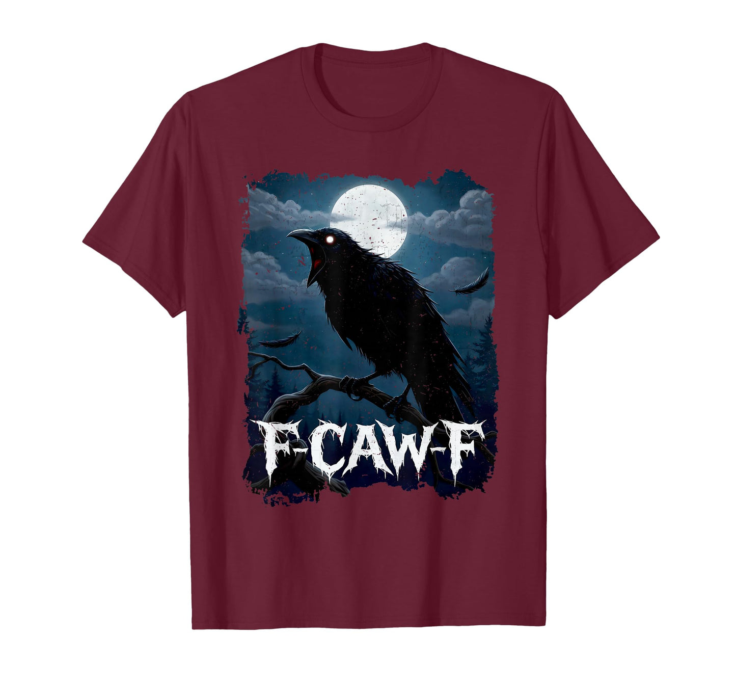 Funny Crow F-CAW-F Graphic Gothic Black Raven Moon Halloween T-Shirt