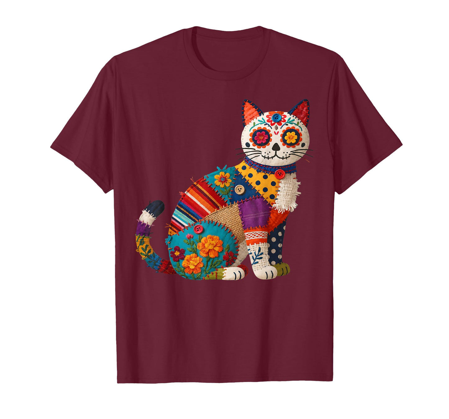 Dia De Los Muertos Cinco De Mayo Cat Sugar Skull Men Women T-Shirt