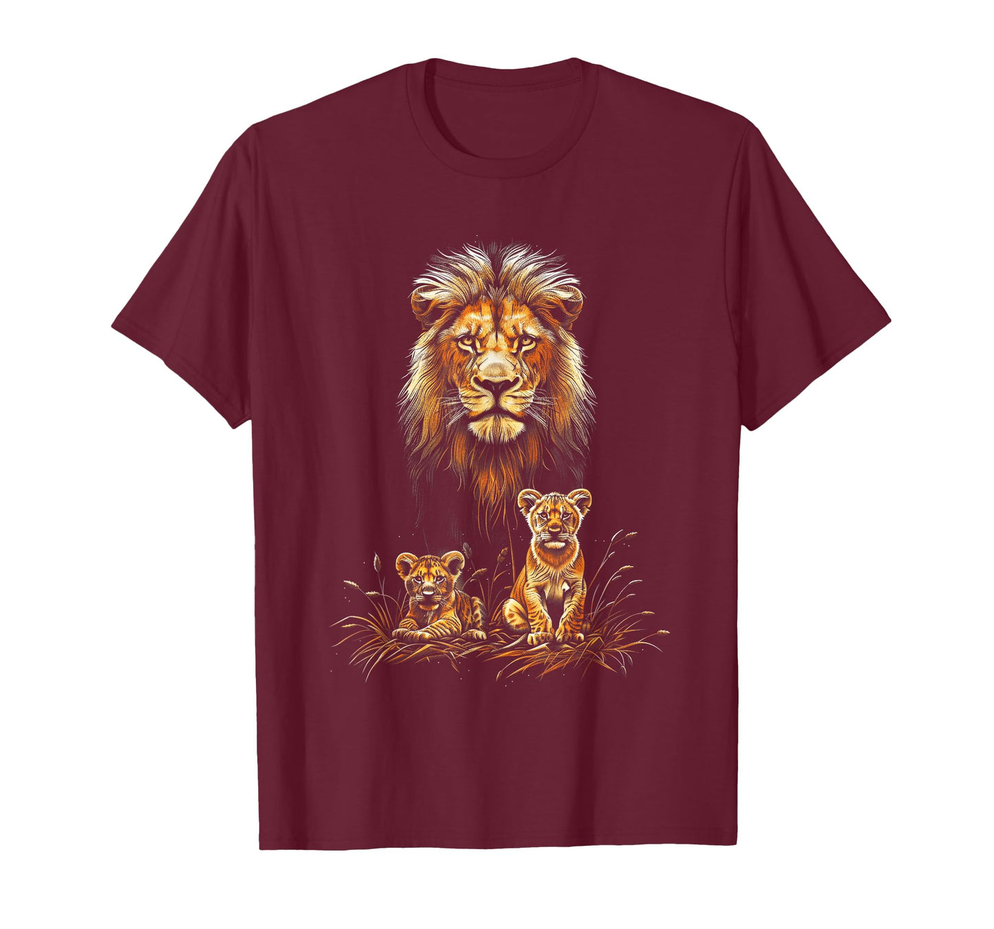 Lion Father Cubs Majestically Wildlife Jungle T-Shirt