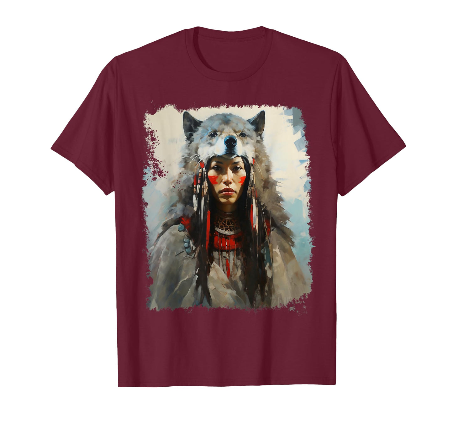 Native Indian Woman Tribe Wolf T-Shirt