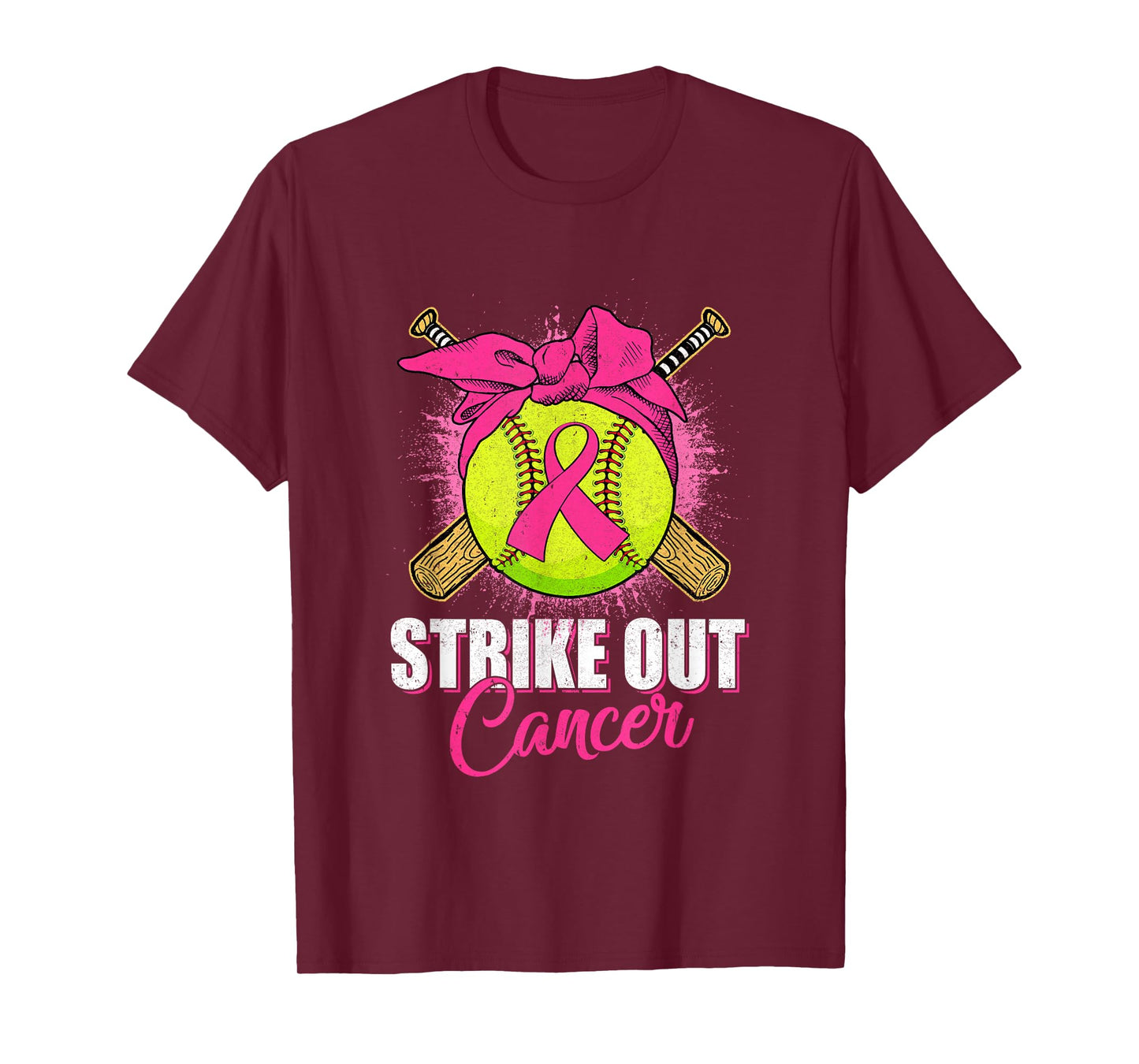 Strike Out Breast Cancer Awareness Softball Pink Ribbon T-Shirt