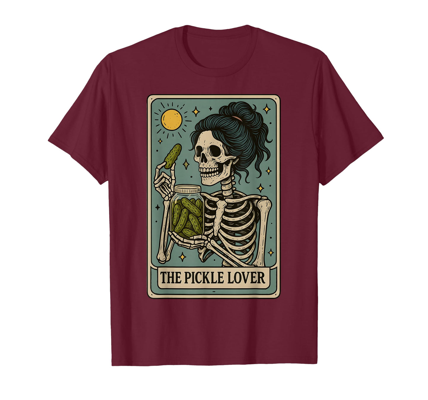 Funny The Pickle Lover Tarot Card Skeleton Women Goth Girl T-Shirt