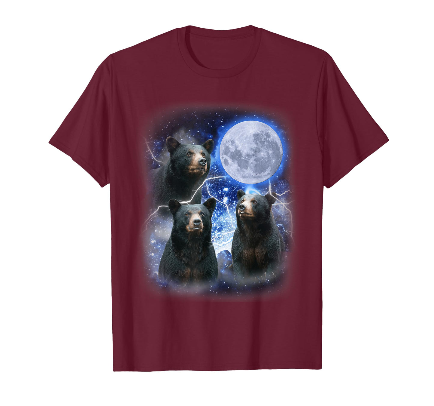 Three Black Bear Moon - 3 Wild Bears Gazing at the Moonlight T-Shirt