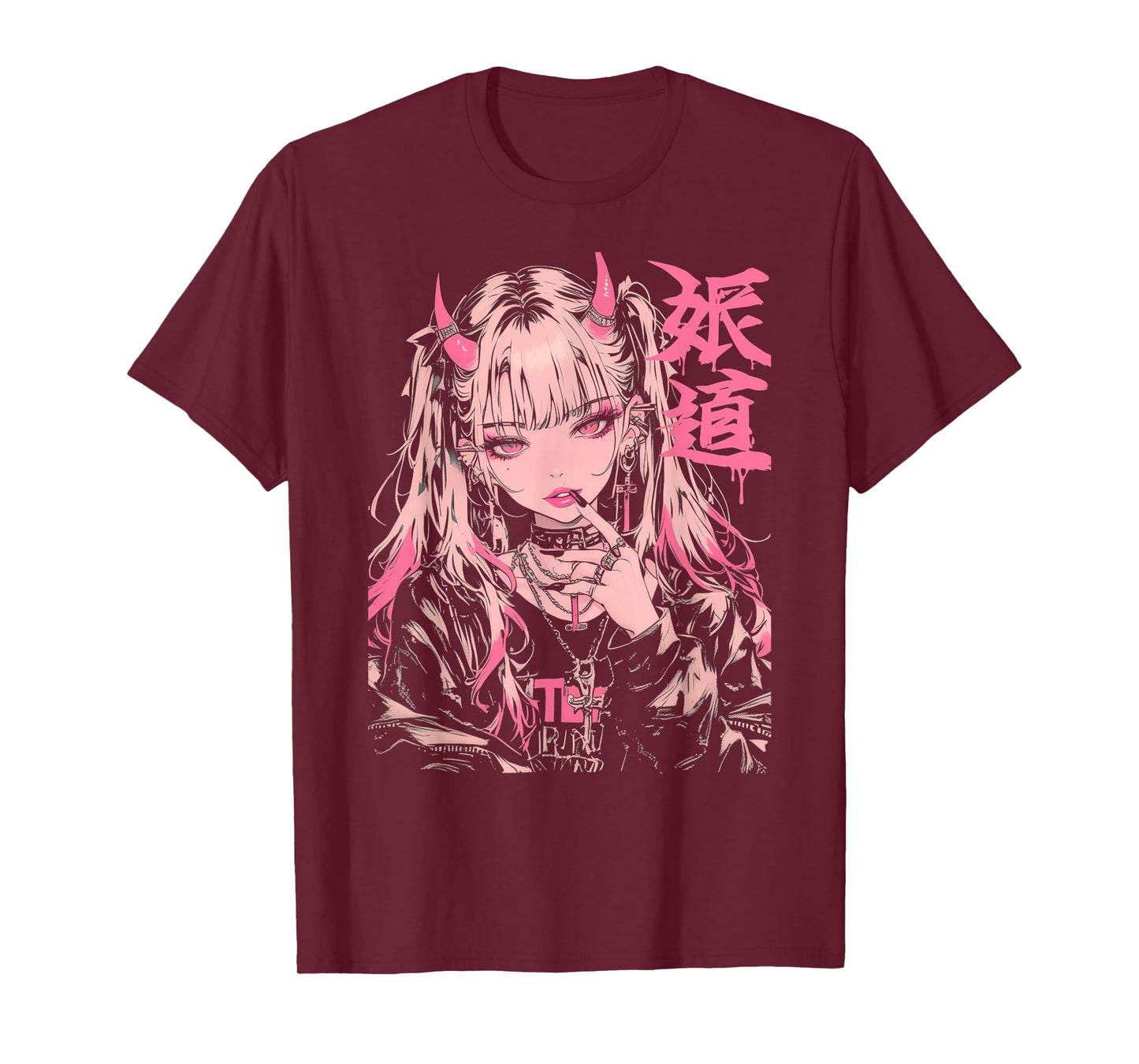 Goth Grunge Demon Anime Girl Waifu Horror Alt Aesthetic T-Shirt
