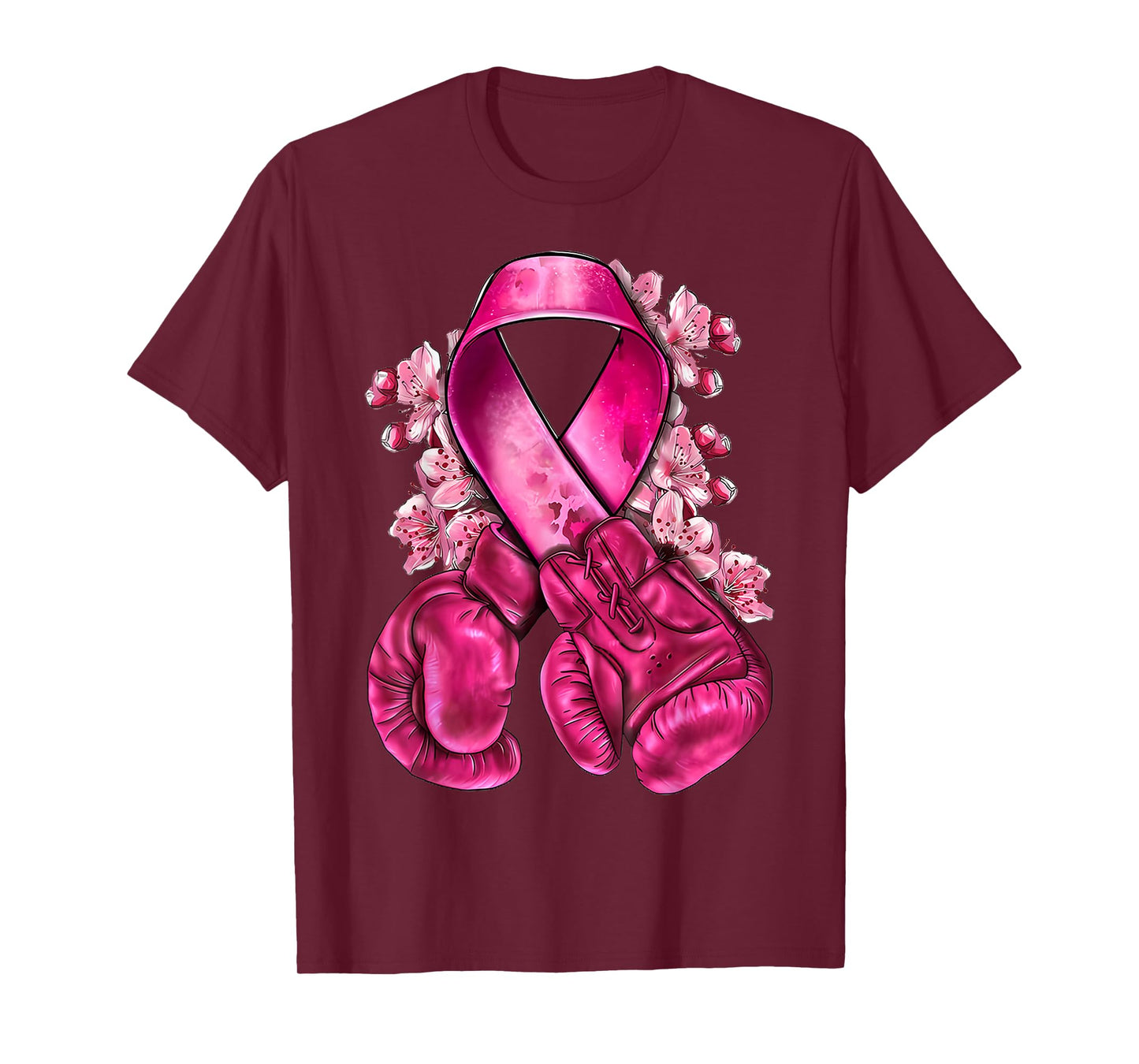 Boxing Gloves With Pink Ribbon Breast Cancer Supporter Gifts T-Shirt