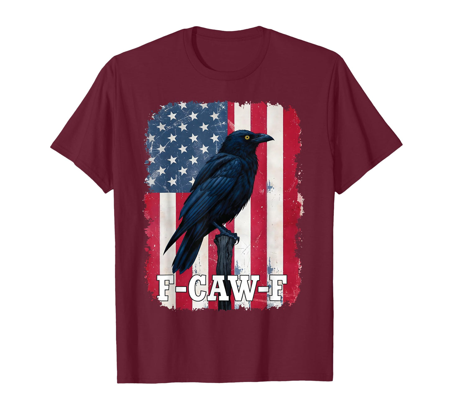 F-Caw-F Black Bird Crow Retro USA Flag Vintage F Caw F T-Shirt