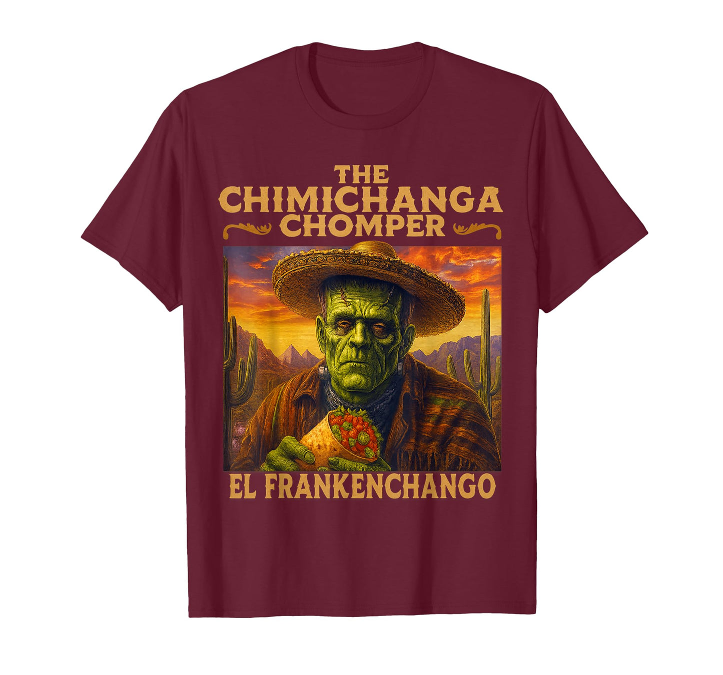 Funny Halloween Frankenstein Tacos The Chimichanga Chomper T-Shirt