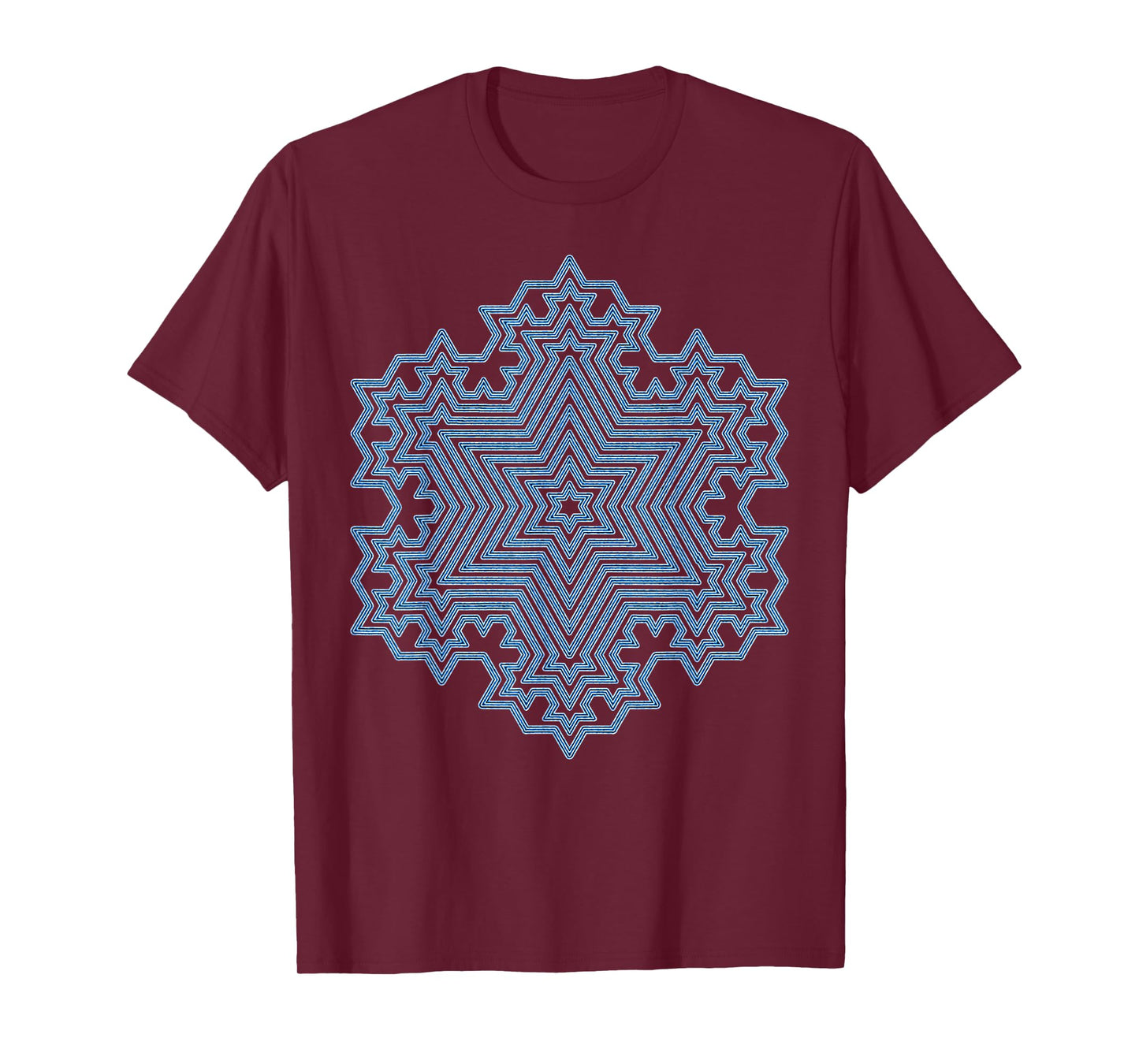 Frozen in Beauty, Blue Koch Snowflake Fractal Artwork T-Shirt