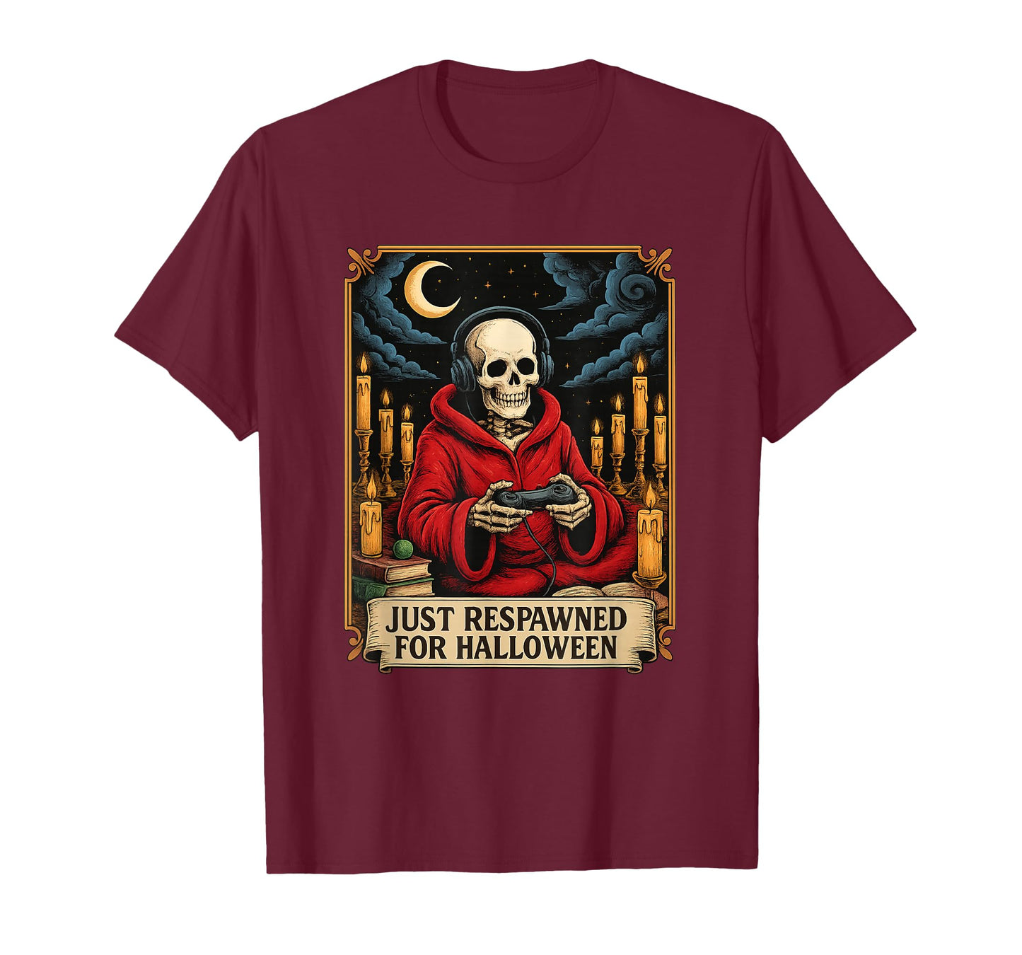 Respawned Skeleton Gamer Halloween Funny Costume T-Shirt