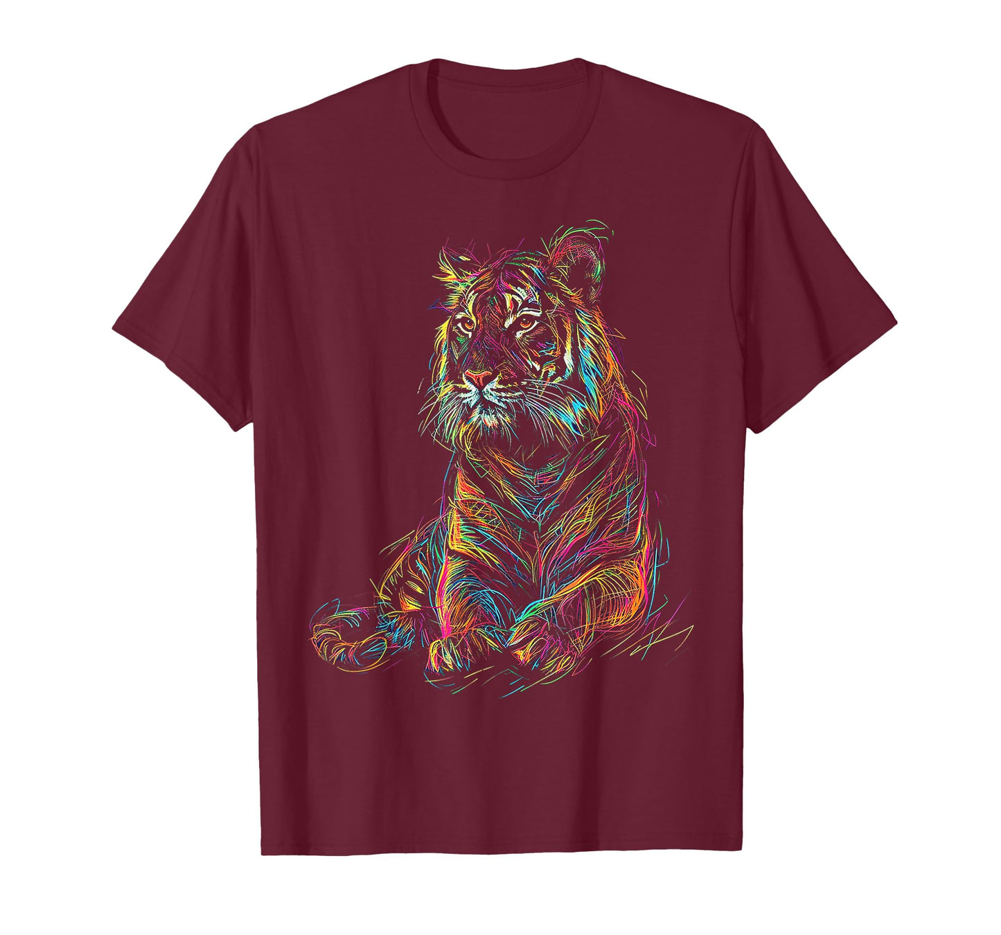 Tiger Colorful Drawing Animal Graphic Abstract Art Tiger T-Shirt