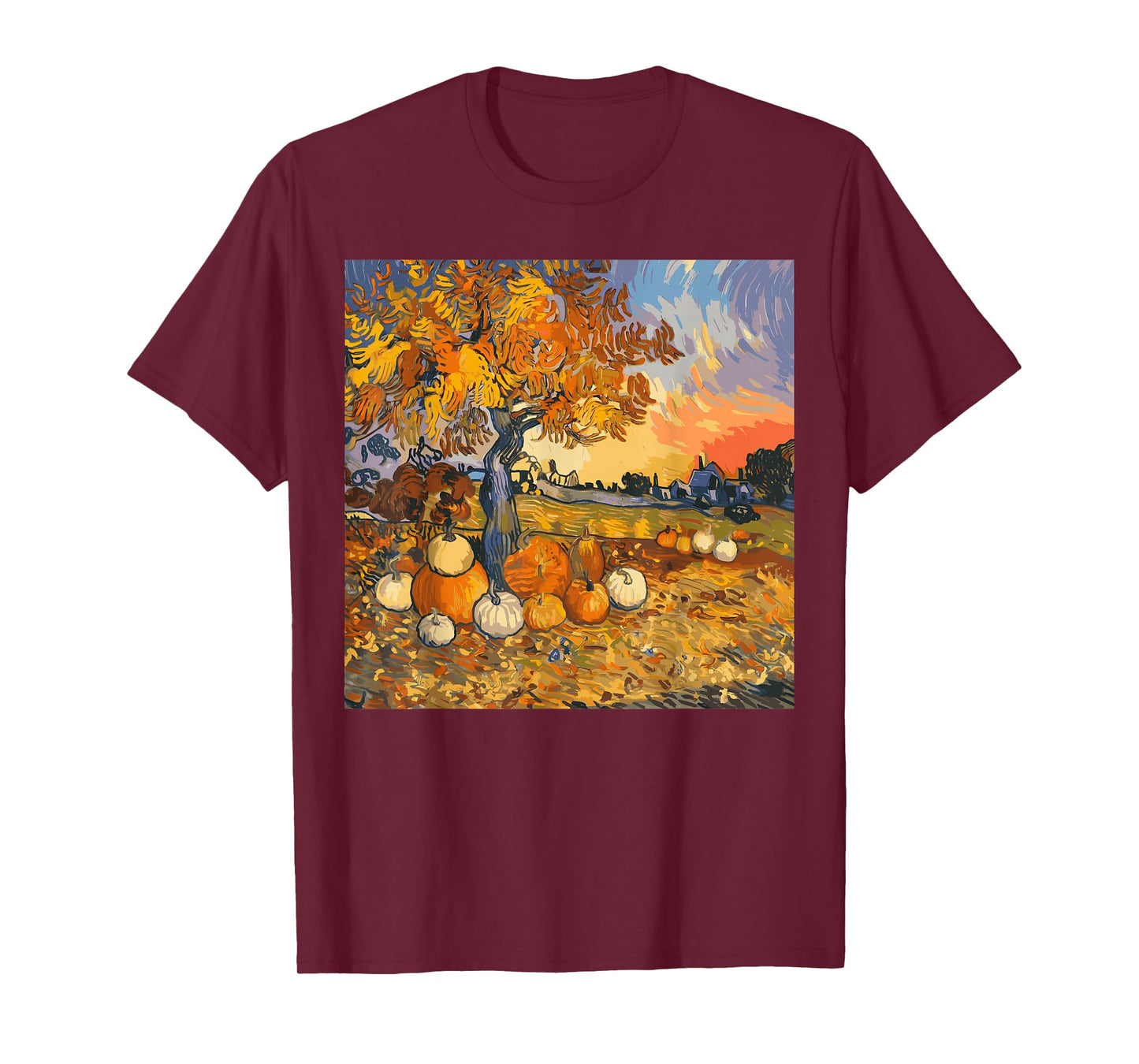 Autumn Aesthetic Fall Lovers Van Gogh Autumn Leaves Pumpkins T-Shirt
