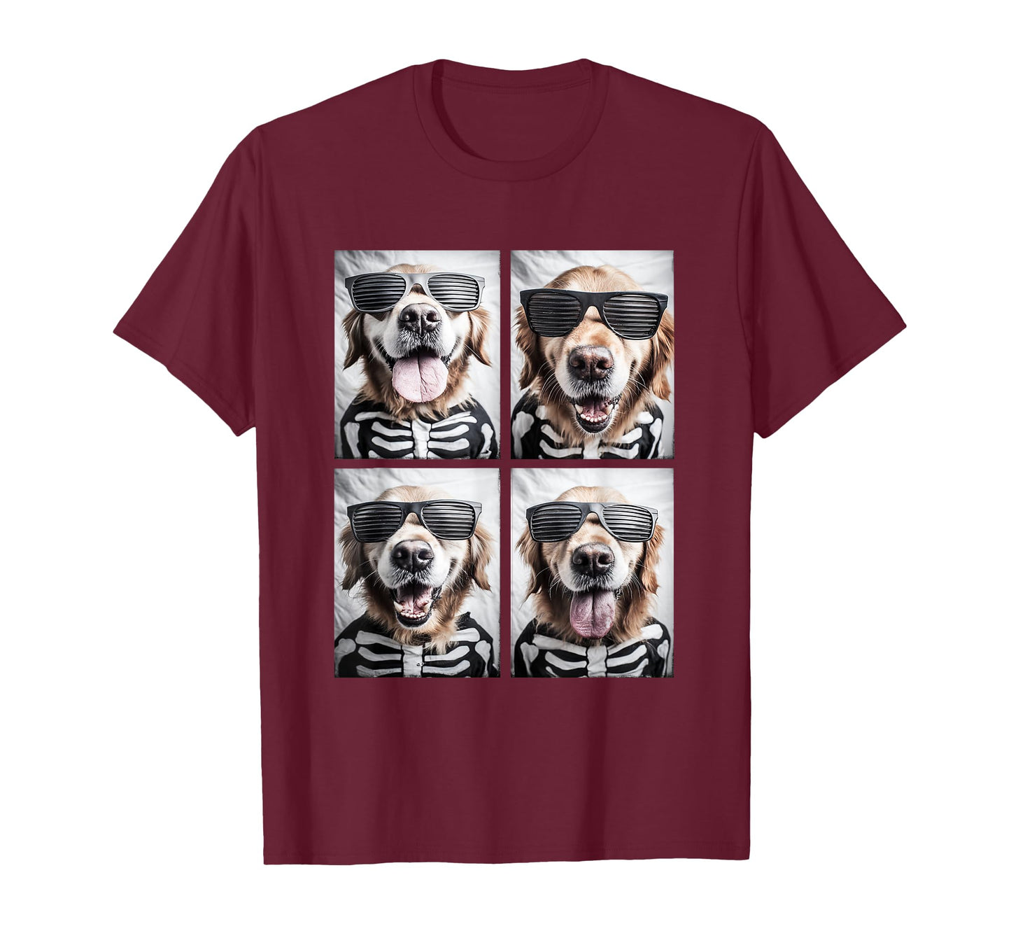 Golden Retrievers with Sunglasses Skeleton Costume Halloween T-Shirt