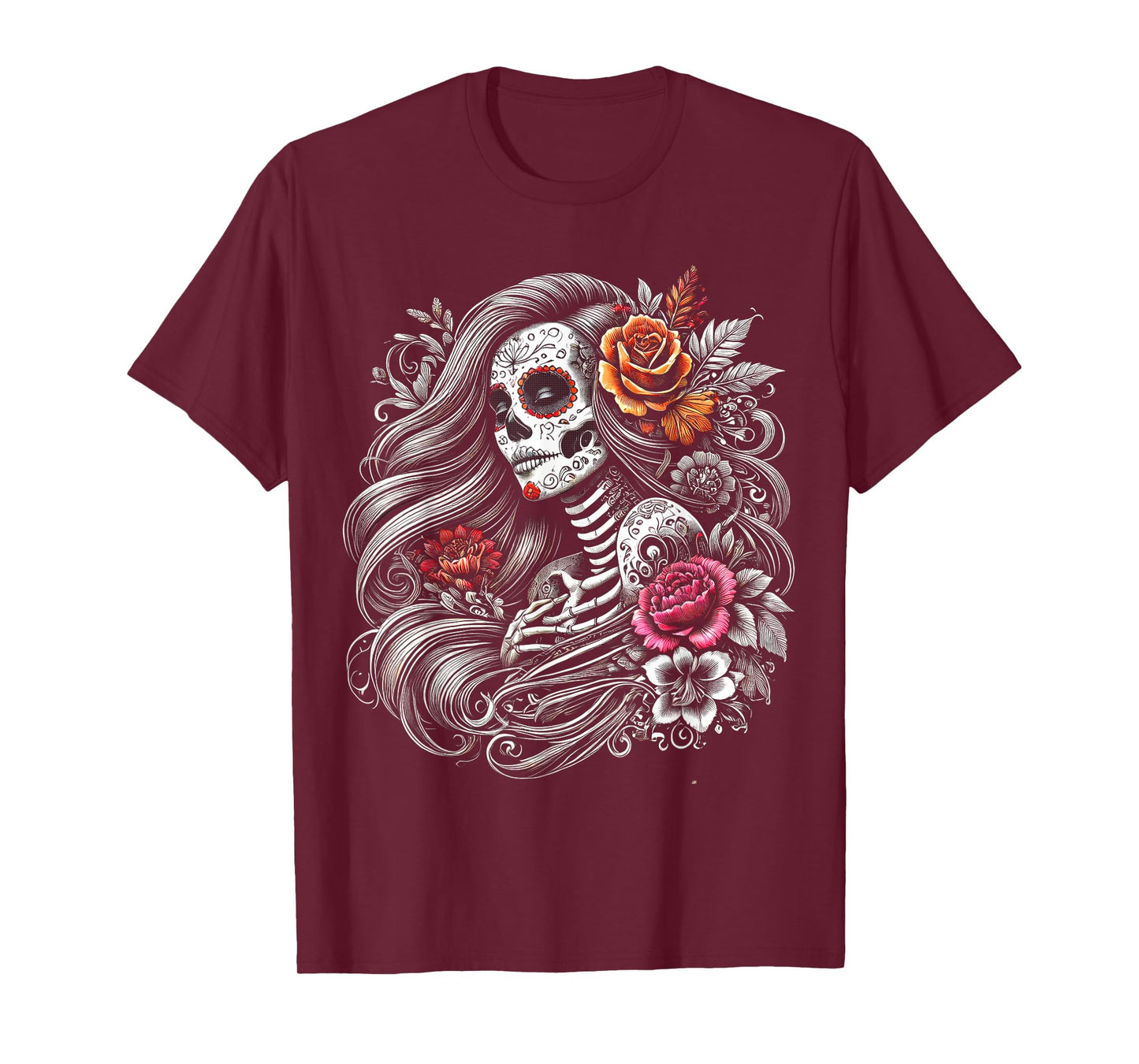 De Los Muertos La Catrina Day of the Dead Sugar Skull Women T-Shirt