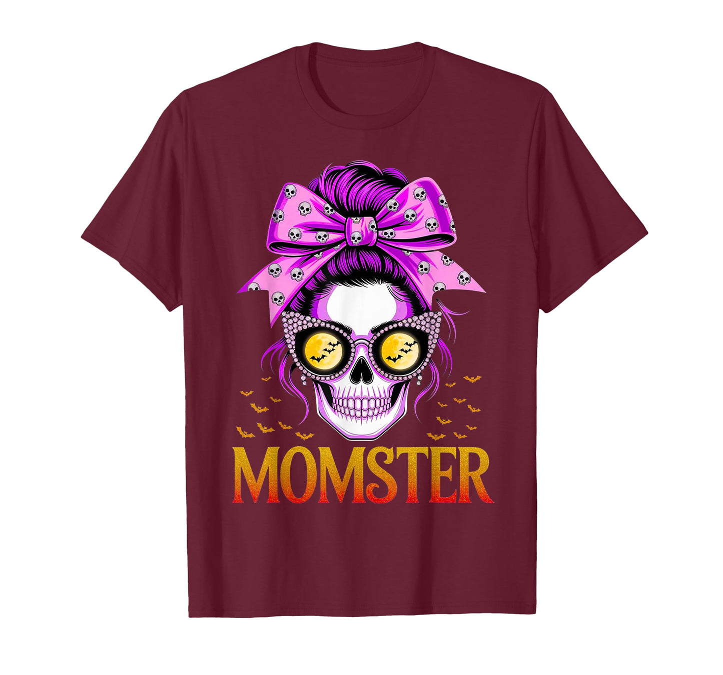 Momster Halloween Costume Skeleton Messy Bun Mother Coffee T-Shirt