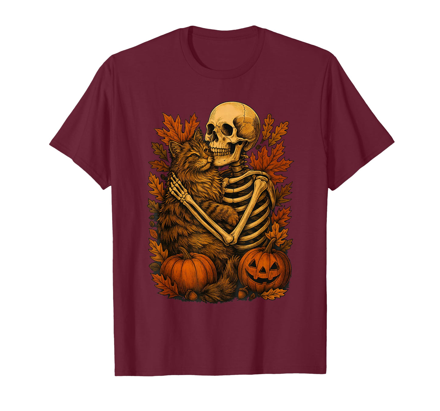 Skeleton Hugging Maine Coon T-Shirt
