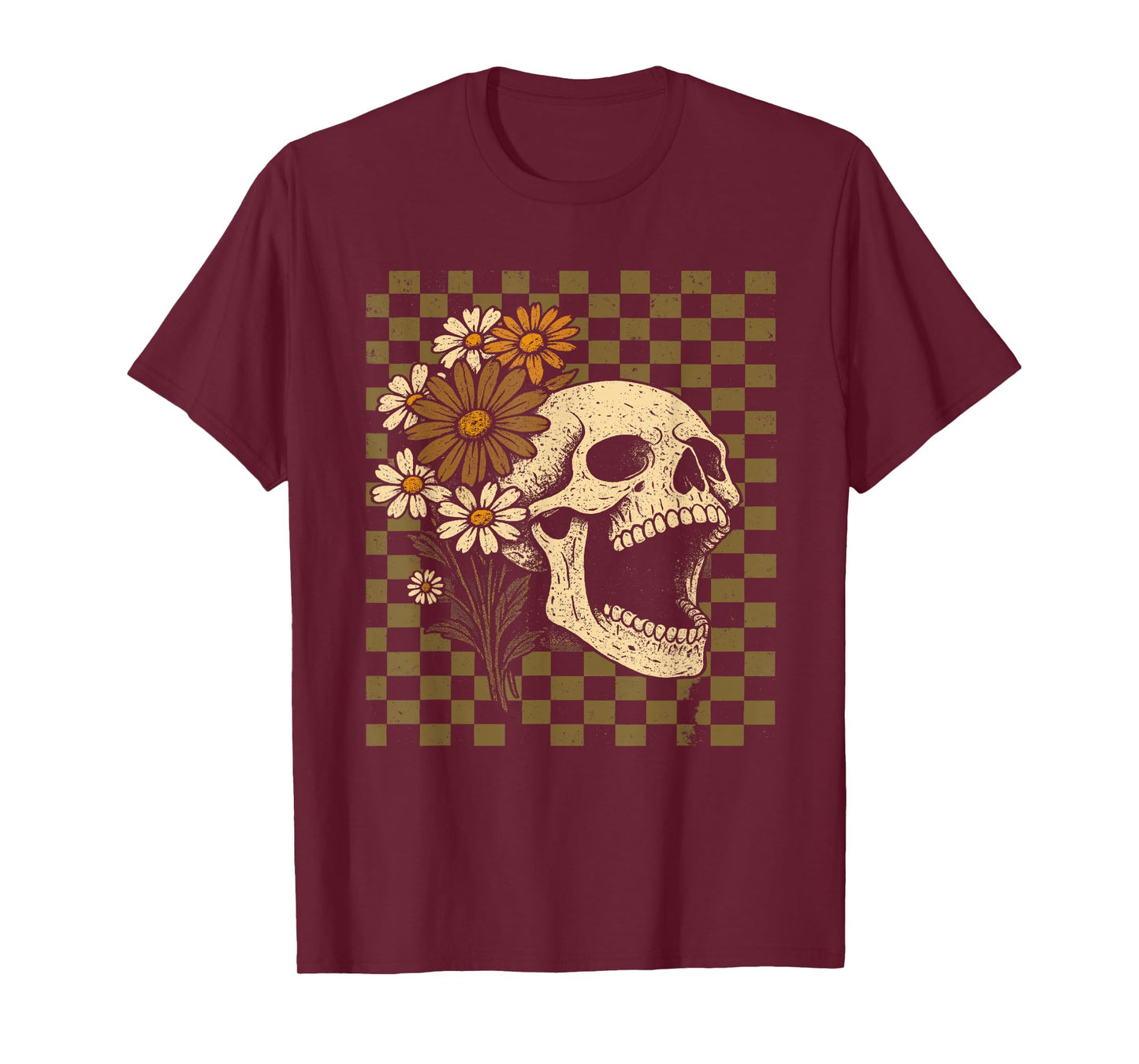 Floral Skeleton Shirt, Screaming Skull T-Shirt Halloween Tee T-Shirt