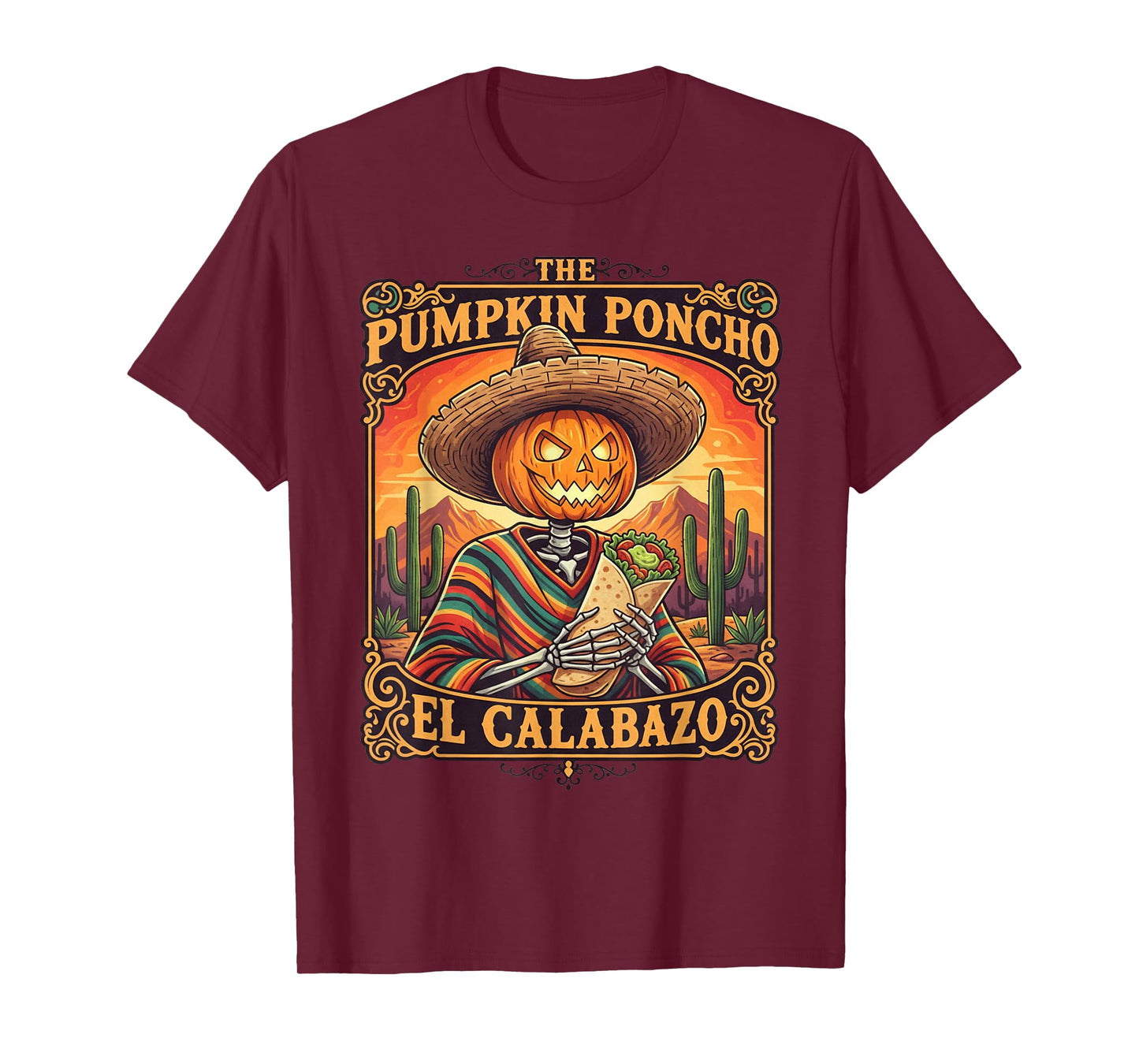 Funny Halloween Tacos Mexican Jack O’ Lantern El Calaboza T-Shirt