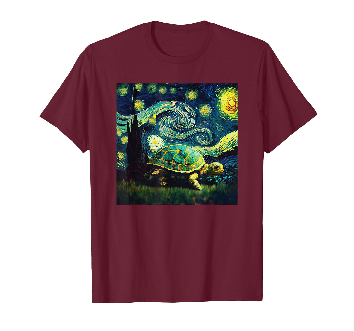 cute turtle painting for lover Van Gogh art Starry Night sky T-Shirt