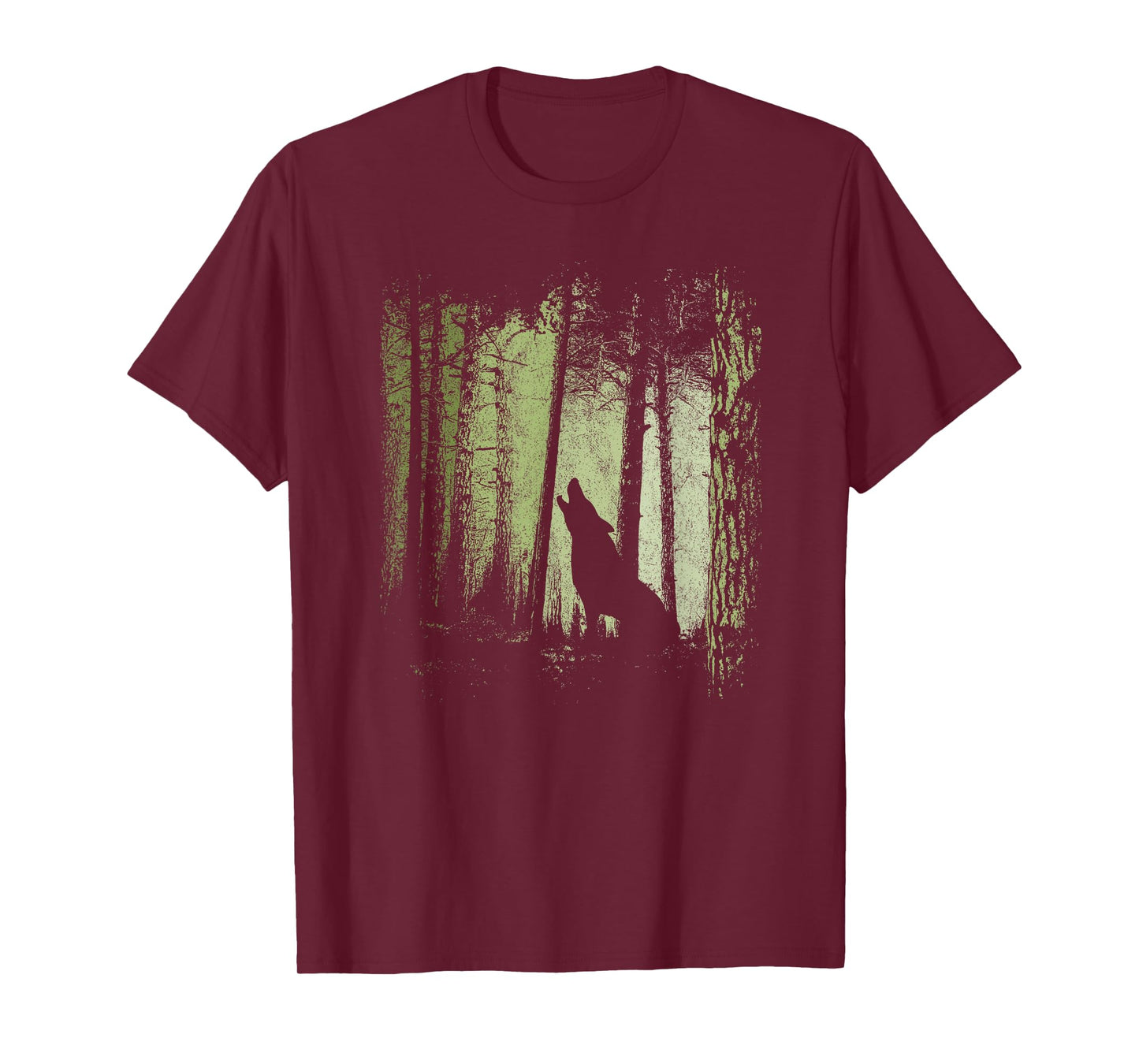 Twilight Forest Romantic Howling Wolf Silhouette T-Shirt