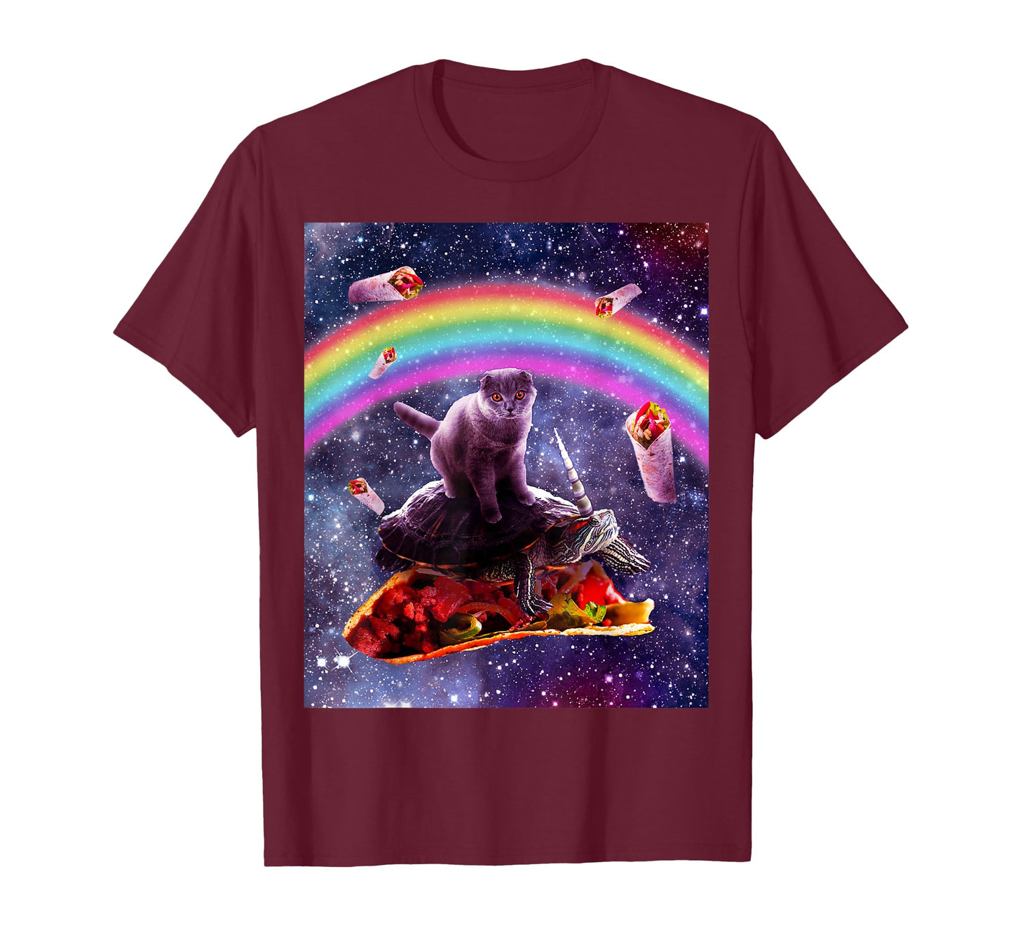 Space Cat Riding Turtle Unicorn - Taco & Burrito T-Shirt