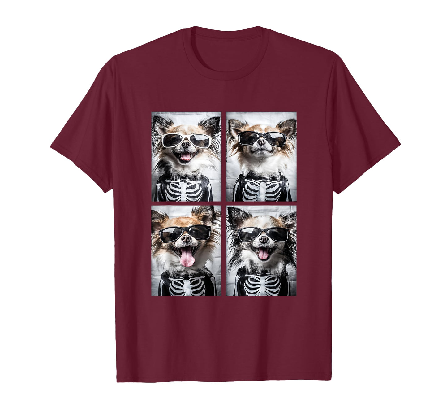 Cute Chihuahuas with Sunglasses Halloween Skeleton Costume T-Shirt