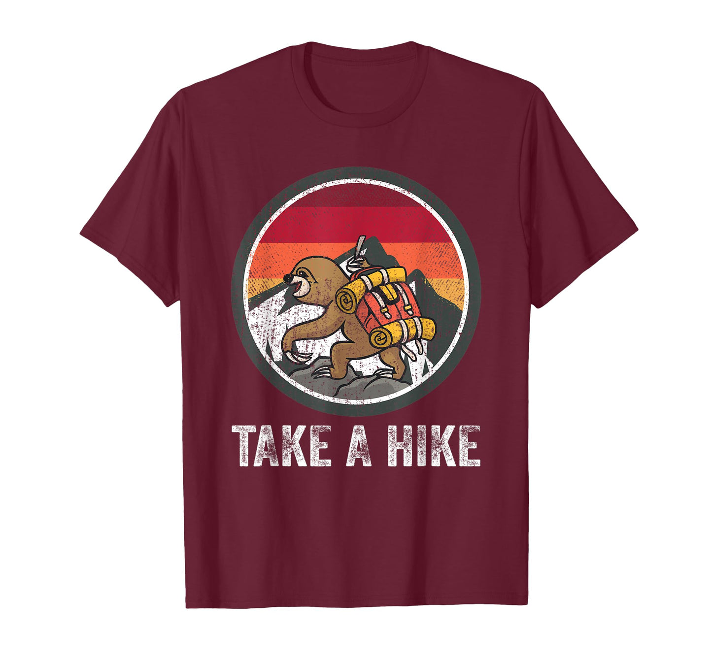 Take A Hike Retro Hiker Sloth Hiking Trekking Fun Kids Boys T-Shirt