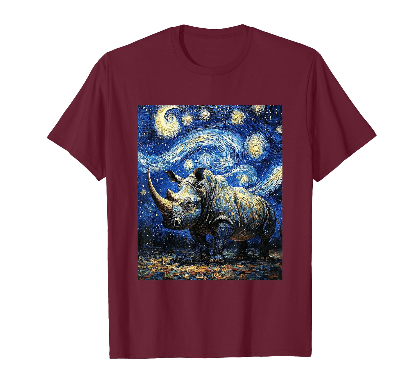 Rhino Rhinoceros - Van Gogh Style - Starry Night T-Shirt