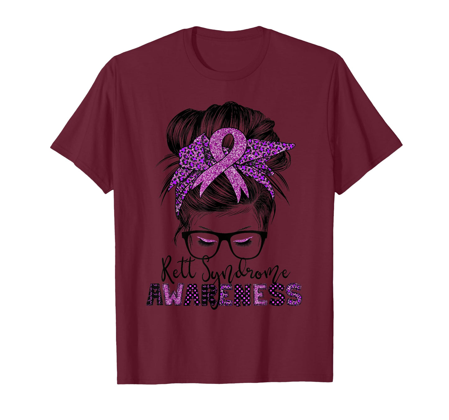 rett syndrome Awareness Messy bun hair women T-Shirt