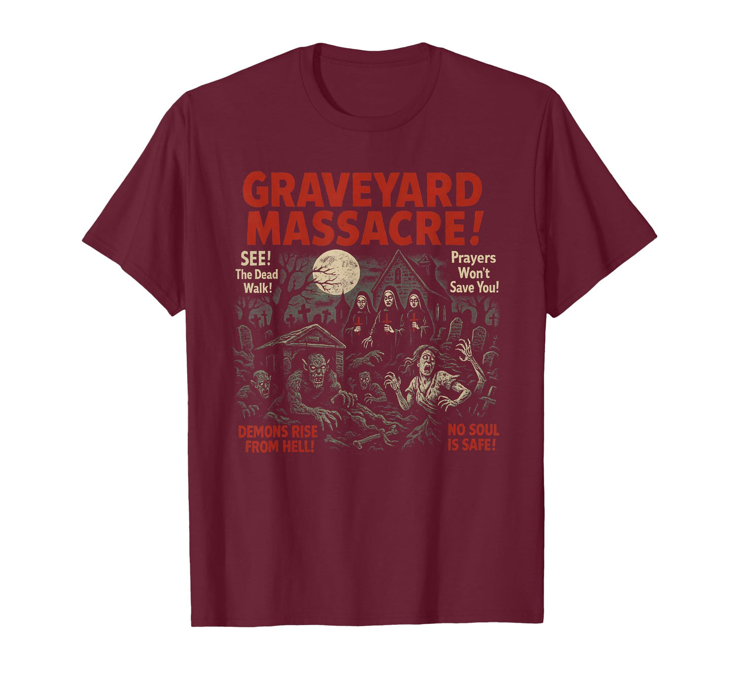 Graveyard Massacre Movie Poster Vintage Halloween T-Shirt